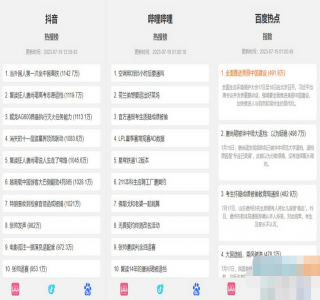 抖音百度哔哩哔哩热搜热榜单页的HTML源码