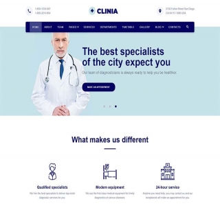 蓝色医疗诊所服务网站HTML5模板源码